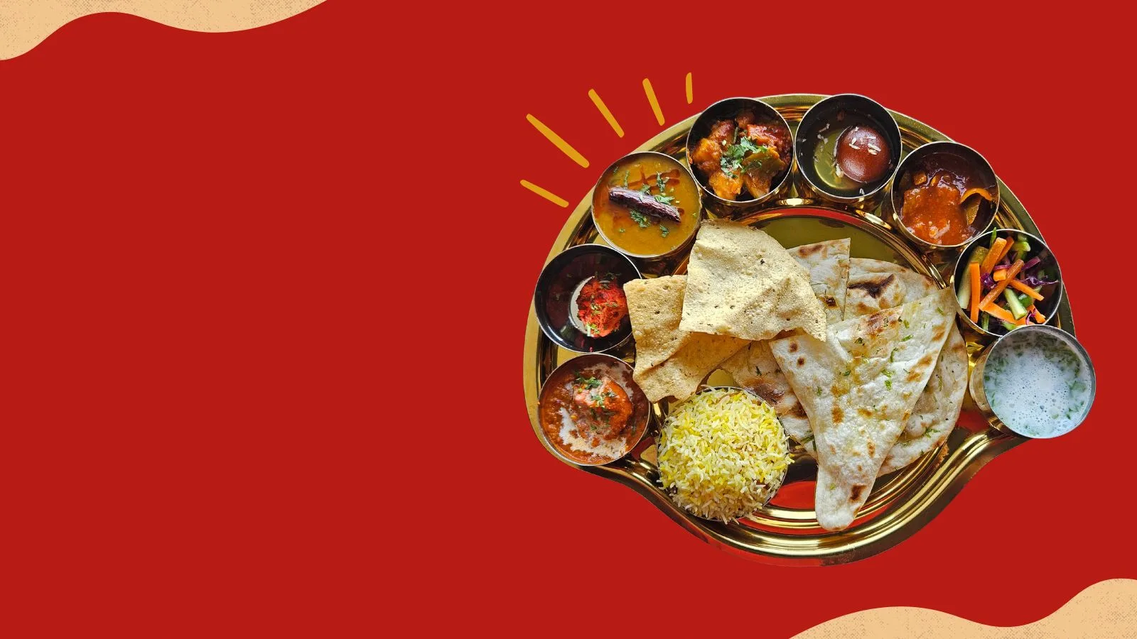 Illustration of a South Indian vegetarian meal served on a banana leaf
