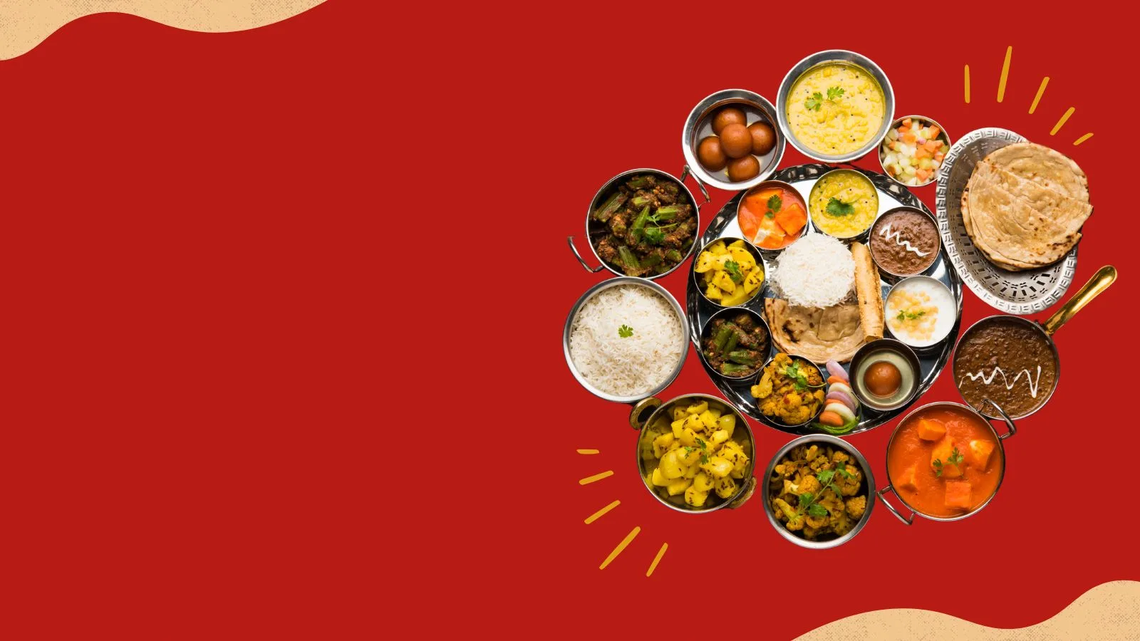 Illustration of a vegetarian catering buffet
